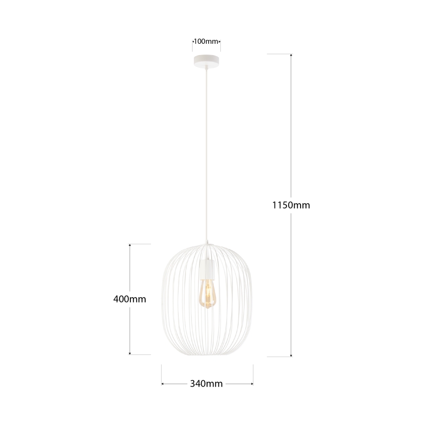 Suspension sur câble OVELLA 1xE27/15W/230V Ø 34 cm crème