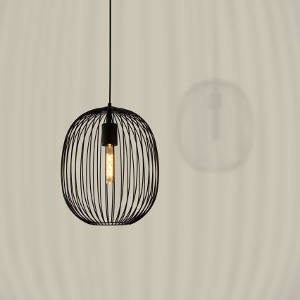 Suspension sur câble OVELLA 1xE27/15W/230V Ø 34 cm noir
