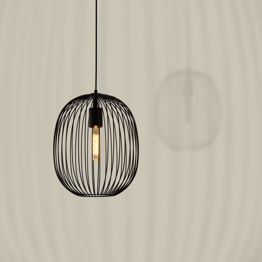 Suspension sur câble OVELLA 1xE27/15W/230V Ø 34 cm noir