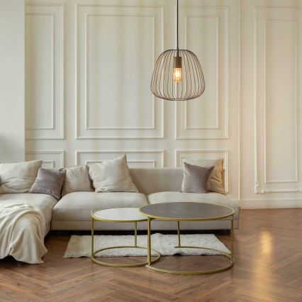 Suspension sur câble OVELLA 1xE27/15W/230V Ø 36 cm beige