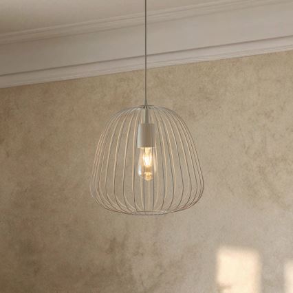 Suspension sur câble OVELLA 1xE27/15W/230V Ø 36 cm crème