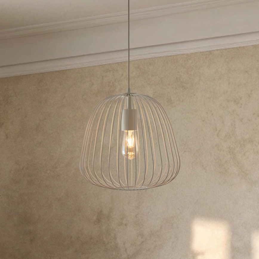 Suspension sur câble OVELLA 1xE27/15W/230V Ø 36 cm crème
