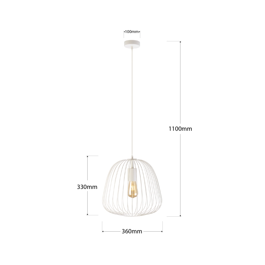 Suspension sur câble OVELLA 1xE27/15W/230V Ø 36 cm crème
