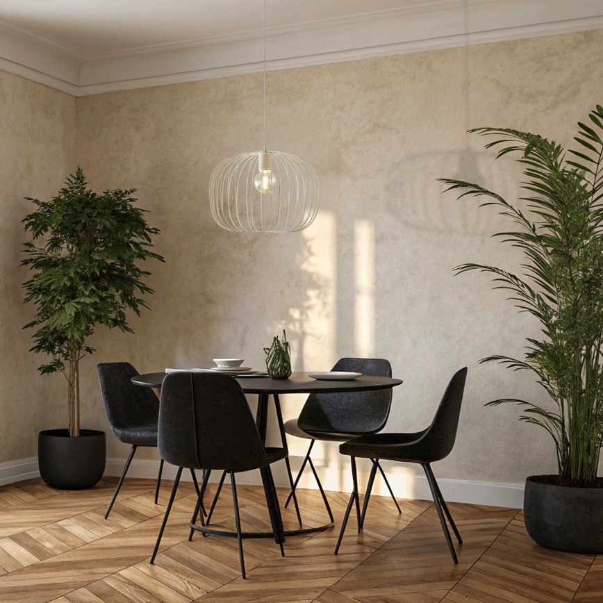 Suspension sur câble OVELLA 1xE27/15W/230V Ø 46 cm crème