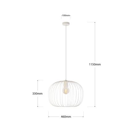 Suspension sur câble OVELLA 1xE27/15W/230V Ø 46 cm crème