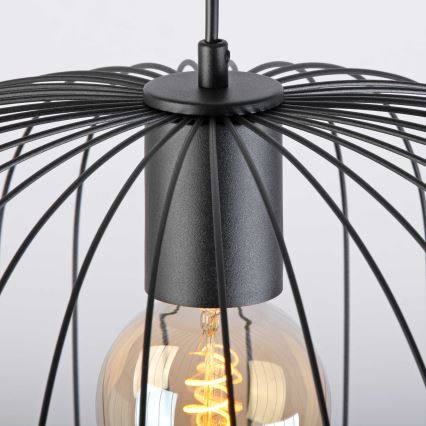 Suspension sur câble OVELLA 1xE27/15W/230V Ø 46 cm noire