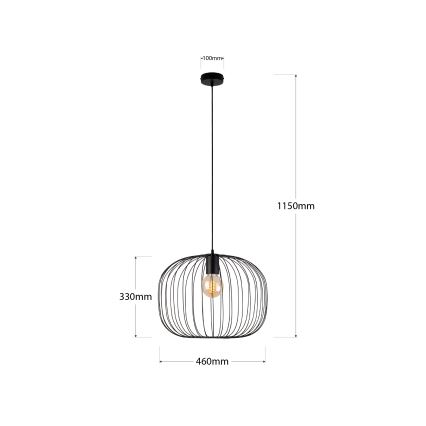 Suspension sur câble OVELLA 1xE27/15W/230V Ø 46 cm noire