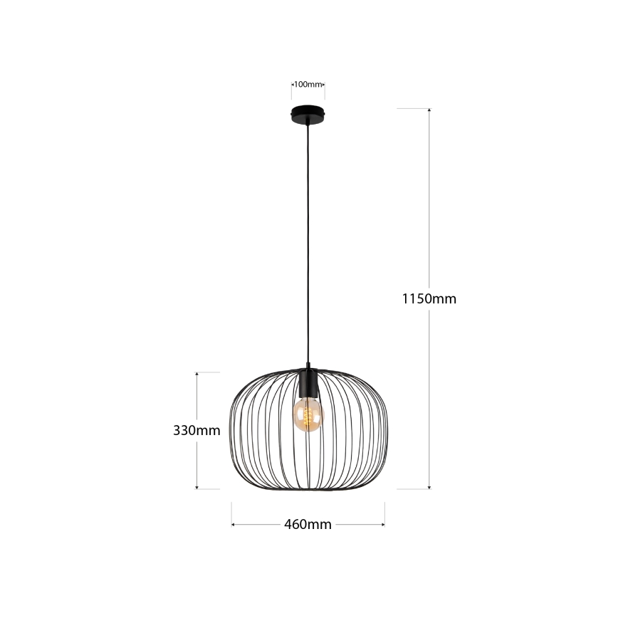 Suspension sur câble OVELLA 1xE27/15W/230V Ø 46 cm noire