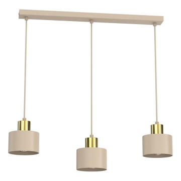 Suspension sur câble PARKLA 3xE27/15W/230V beige/doré