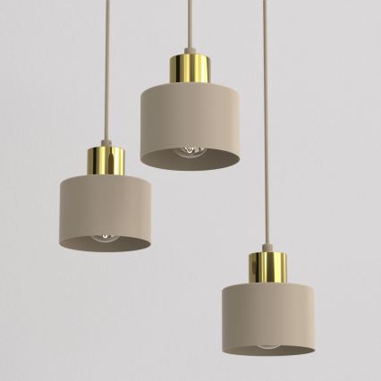Suspension sur câble PARKLA 3xE27/15W/230V beige/doré