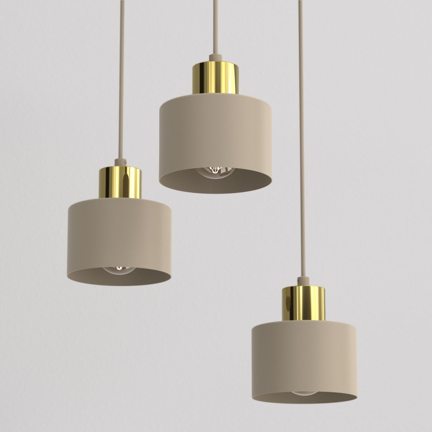 Suspension sur câble PARKLA 3xE27/15W/230V beige/doré
