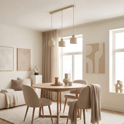 Suspension sur câble PARKLA 3xE27/15W/230V beige