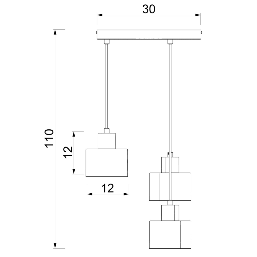 Suspension sur câble PARKLA 3xE27/15W/230V noir