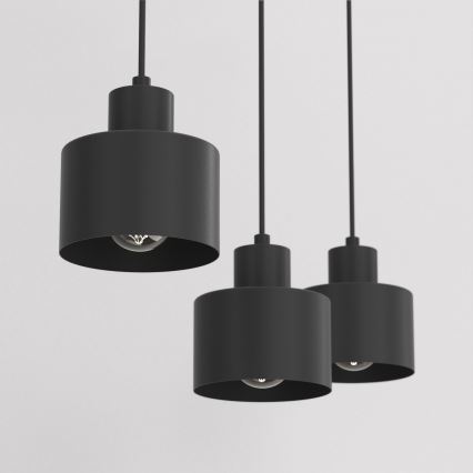 Suspension sur câble PARKLA 3xE27/15W/230V noire