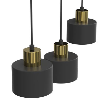 Suspension sur câble PARKLA 3xE27/15W/230V noire