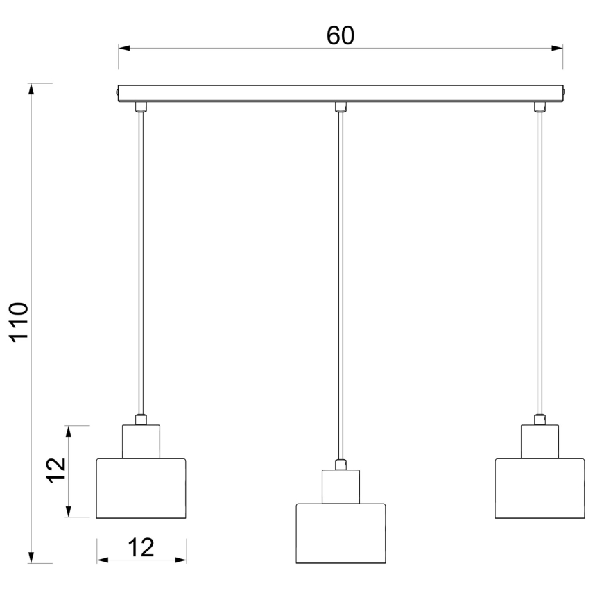 Suspension sur câble PARKLA 3xE27/15W/230V noire