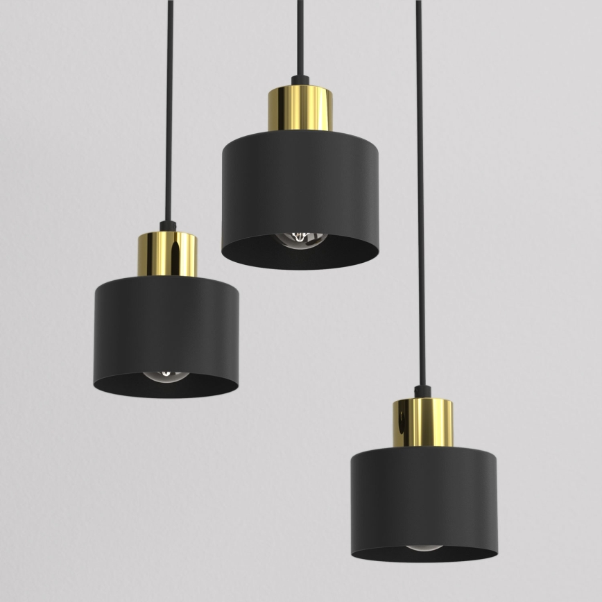 Suspension sur câble PARKLA 3xE27/15W/230V noire