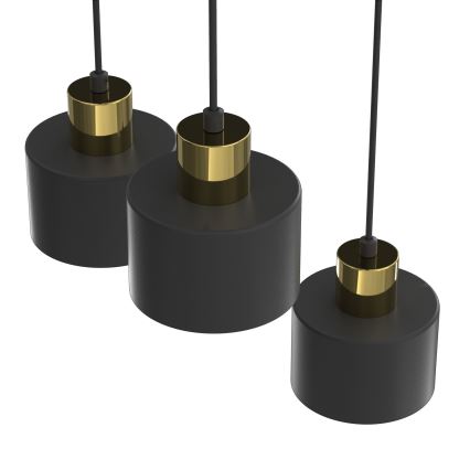 Suspension sur câble PARKLA 3xE27/15W/230V noire