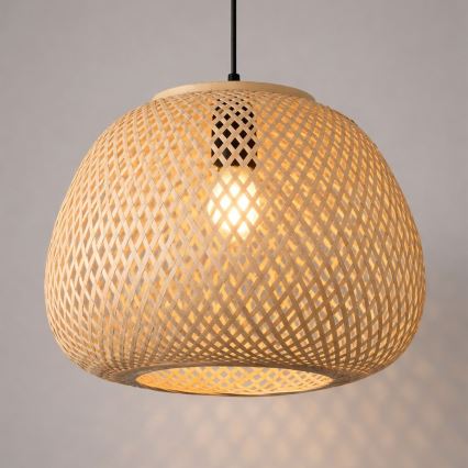 Suspension sur câble PETRA 1xE27/15W/230V Ø 35 cm bambou