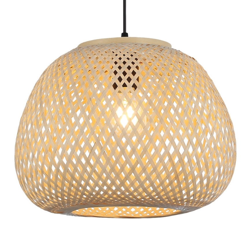 Suspension sur câble PETRA 1xE27/15W/230V Ø 35 cm bambou