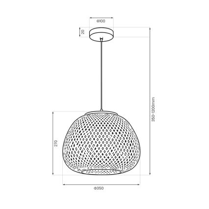 Suspension sur câble PETRA 1xE27/15W/230V Ø 35 cm bambou