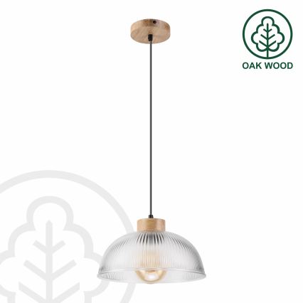 Suspension sur câble PIA 1xE27/60W/230V Ø 30 cm chêne