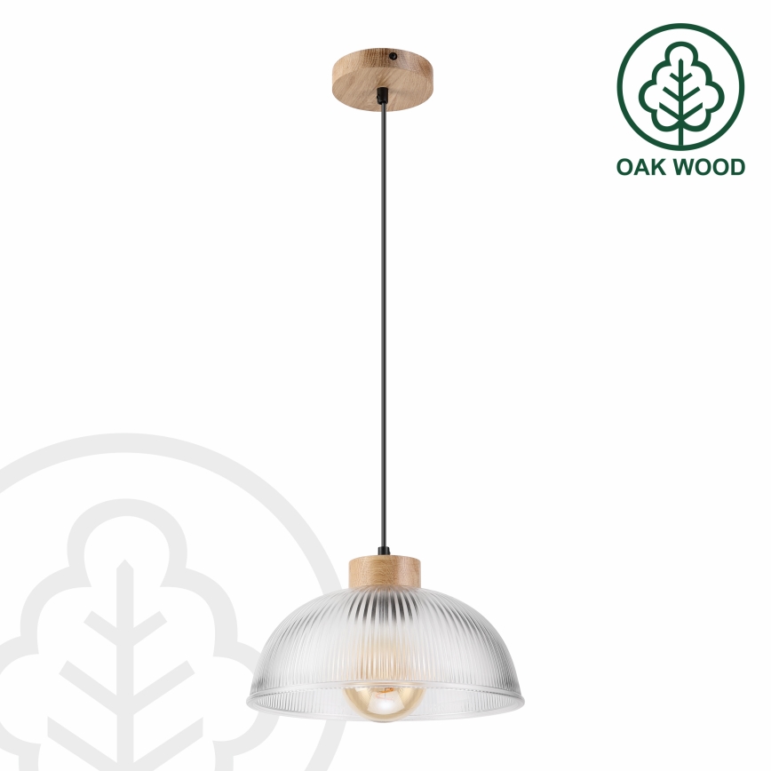 Suspension sur câble PIA 1xE27/60W/230V Ø 30 cm chêne