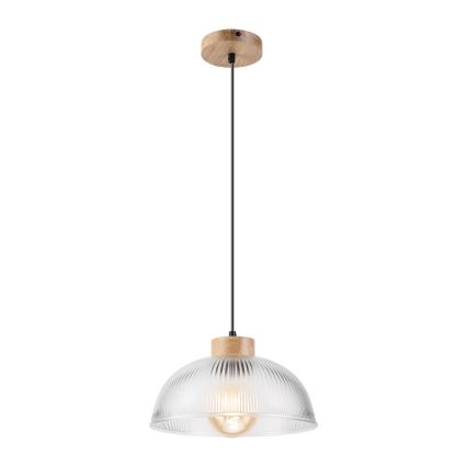 Suspension sur câble PIA 1xE27/60W/230V Ø 30 cm chêne