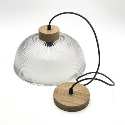 Suspension sur câble PIA 1xE27/60W/230V Ø 30 cm chêne