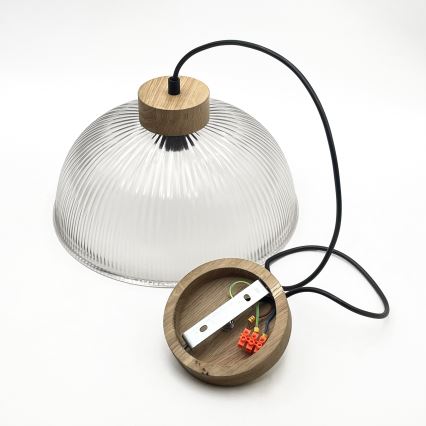 Suspension sur câble PIA 1xE27/60W/230V Ø 30 cm chêne
