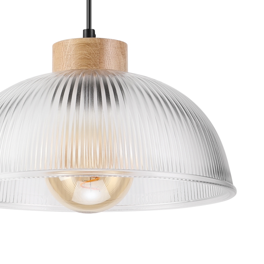 Suspension sur câble PIA 1xE27/60W/230V Ø 30 cm chêne