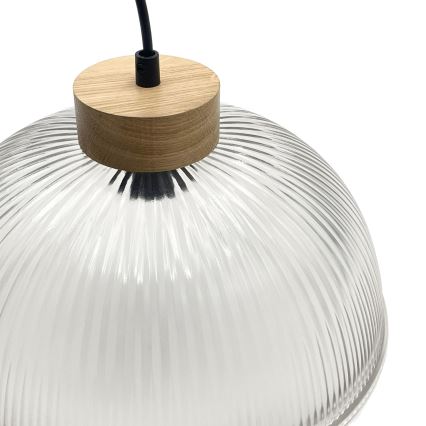 Suspension sur câble PIA 1xE27/60W/230V Ø 30 cm chêne