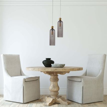 Suspension sur câble PIEGA 1xE14/40W/230V laiton/noir fumé