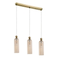 Suspension sur câble PIEGA 3xE14/40W/230V laiton/beige fumé