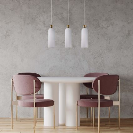 Suspension sur câble PIEGA 3xE14/40W/230V laiton/blanc