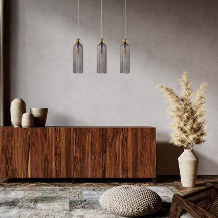 Suspension sur câble PIEGA 3xE14/40W/230V laiton/noir fumé