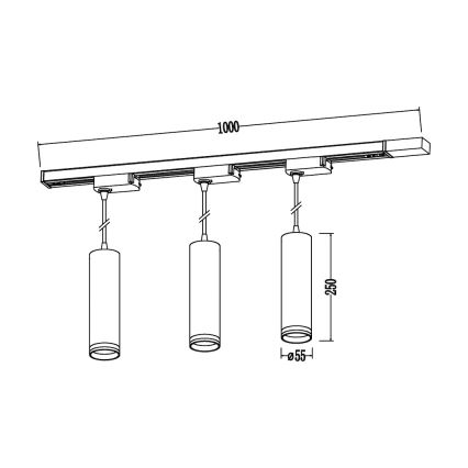 Suspension sur câble pour système de rail PIPE 3xGU10/10W/230V, blanche