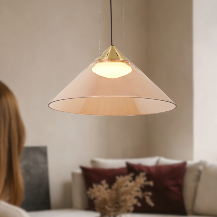 Suspension sur câble PRESTO 1xGX53/10W/230V Ø 42 cm doré / beige fumé