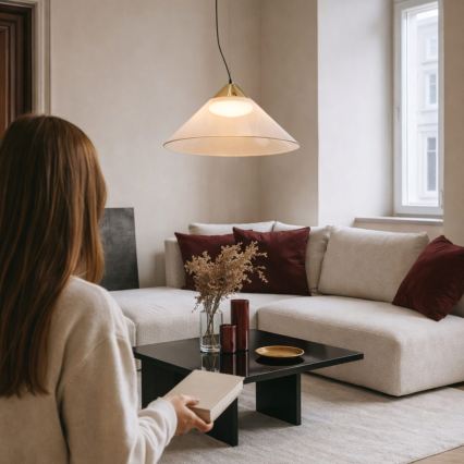 Suspension sur câble PRESTO 1xGX53/10W/230V Ø 42 cm doré / beige fumé