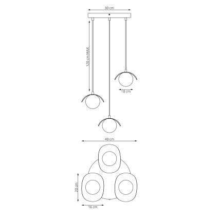 Suspension sur câble RITUAL 3xG9/8W/230V blanche