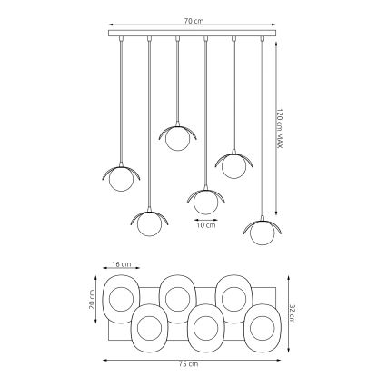 Suspension sur câble RITUAL 6xG9/8W/230V blanche