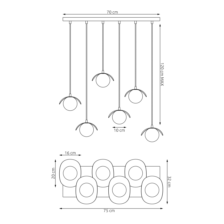 Suspension sur câble RITUAL 6xG9/8W/230V blanche