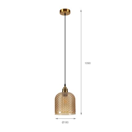 Suspension sur câble ROCCO 1xE27/15W/230V doré / beige fumé