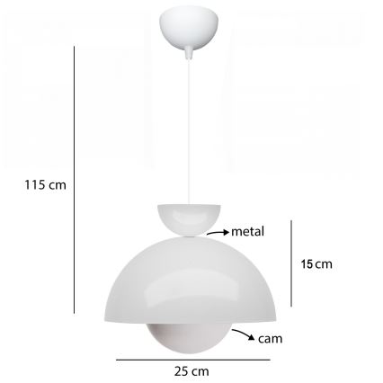 Suspension sur câble SALVA 1xE27/15W/230V blanche