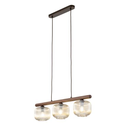 Suspension sur câble SALVIA 3xE14/10W/230V marron/marron fumé