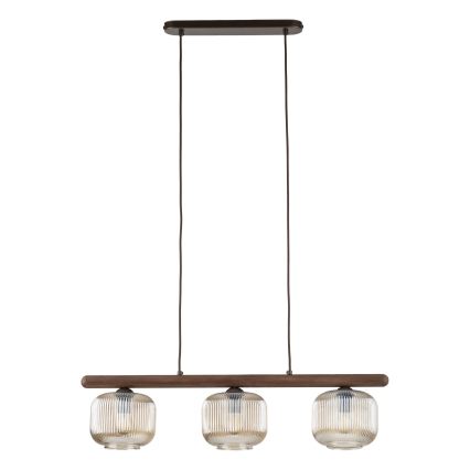 Suspension sur câble SALVIA 3xE14/10W/230V marron/marron fumé