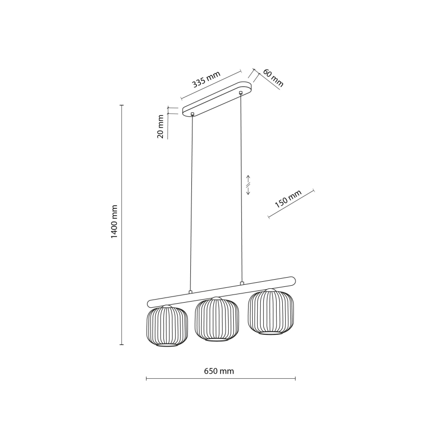 Suspension sur câble SALVIA 3xE14/10W/230V marron/marron fumé