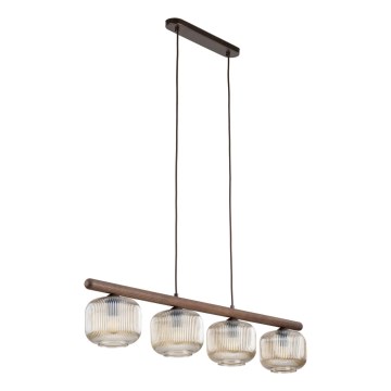 Suspension sur câble SALVIA 4xE14/10W/230V brun/brun fumé