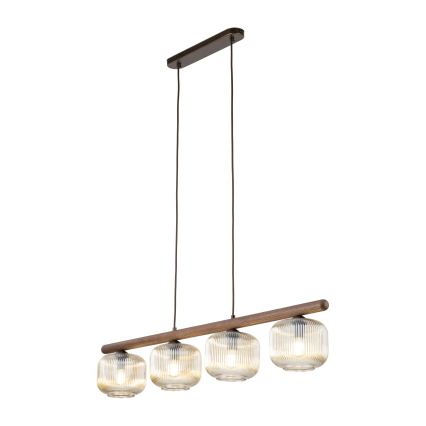 Suspension sur câble SALVIA 4xE14/10W/230V brun/brun fumé