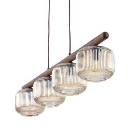Suspension sur câble SALVIA 4xE14/10W/230V brun/brun fumé